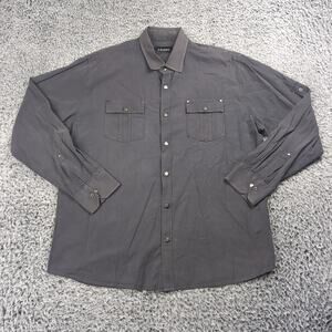 J Campbell Shirt Men Extra Large Gray Dress Snap Button Front Preppy Casual